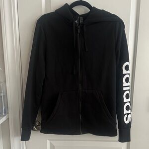 Adidas Black zip up Hoodie with side arm logo